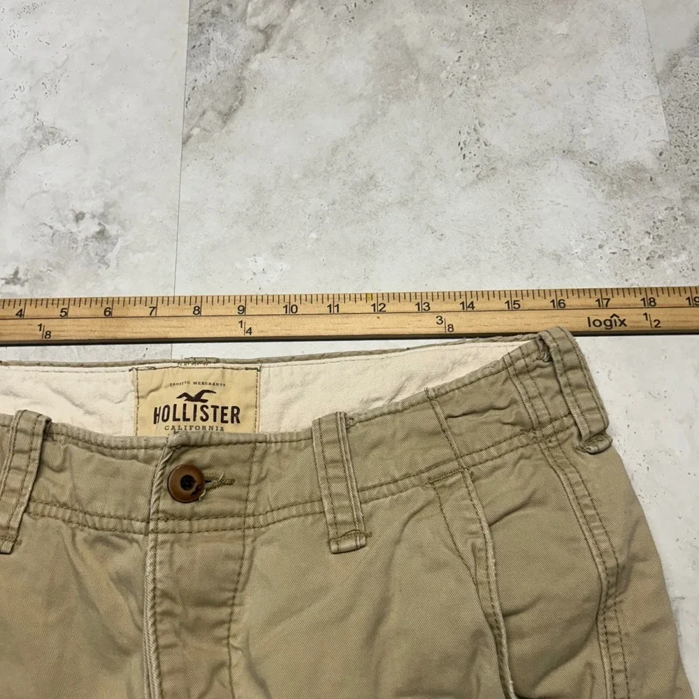 Hollister Cargo Shorts Khaki Tan Mens 32 Utility Pockets Rugged Summer Gorpcore